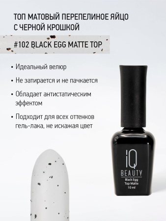 Финишное покрытие матовое перепелиное яйцо с черной крошкой Black Egg Matte Top, 10 мл